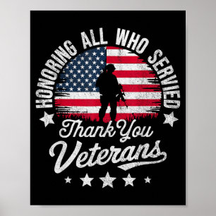 Hedrar alla som tjänstgjort Tack Veteranernas dag Poster