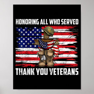 Hedrar de som tjänstgjort Tack Veteraner USA Minne Poster