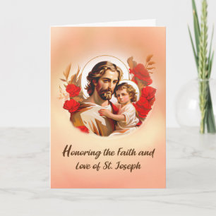 Hedrar St Josef Högtiden med Jesus Röda Rosor Kort