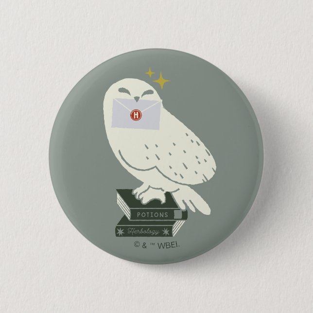 Hedwig Med Brev Nyckfull Teckning Knapp (Framsida)
