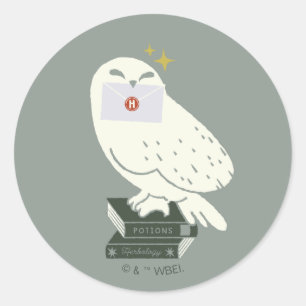 Hedwig Med Brev Nyckfull Teckning Runt Klistermärke