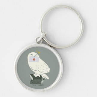 Hedwig med brev Whimsical Teckning Rund Silverfärgad Nyckelring