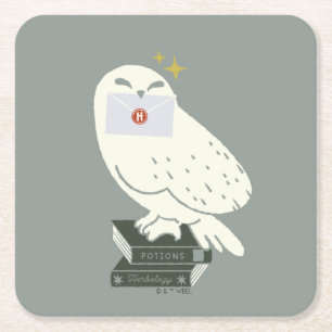 Hedwig med brev Whimsical Teckning Underlägg Papper Kvadrat