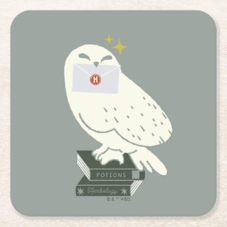 Hedwig med brev Whimsical Teckning Underlägg Papper Kvadrat