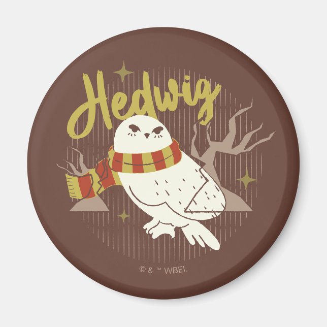 Hedwig Whimsical Skogsteckning Magnet (Framsidan)