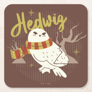 Hedwig Whimsical Skogsteckning Underlägg Papper Kvadrat