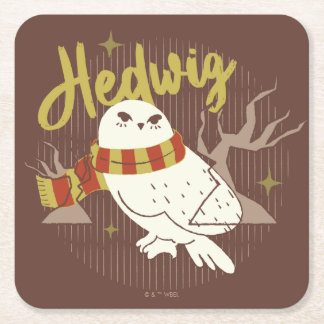Hedwig Whimsical Skogsteckning Underlägg Papper Kvadrat
