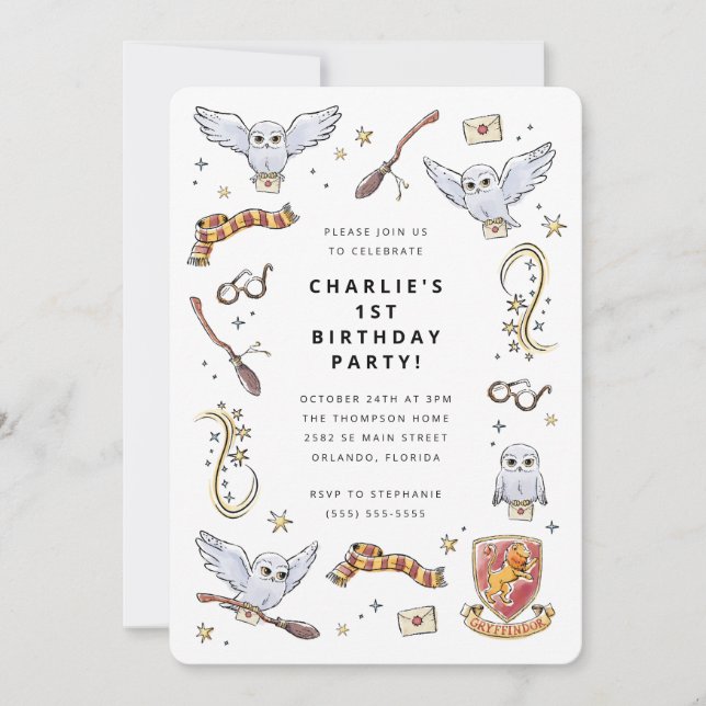 Hedwig Wizard Birthday Magic Inbjudningar (Framsida)