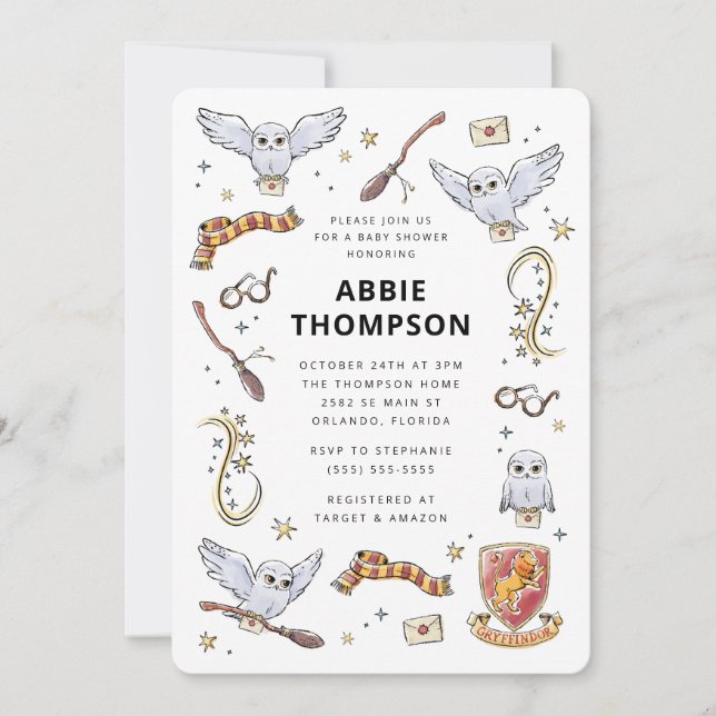 Hedwigs Magiska Babyfest Inbjudningar (Framsida)