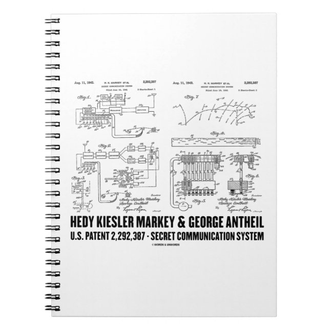 Hedy Kiesler Markey G. Antheil US Patent 2292387 Anteckningsbok (Framsidan)