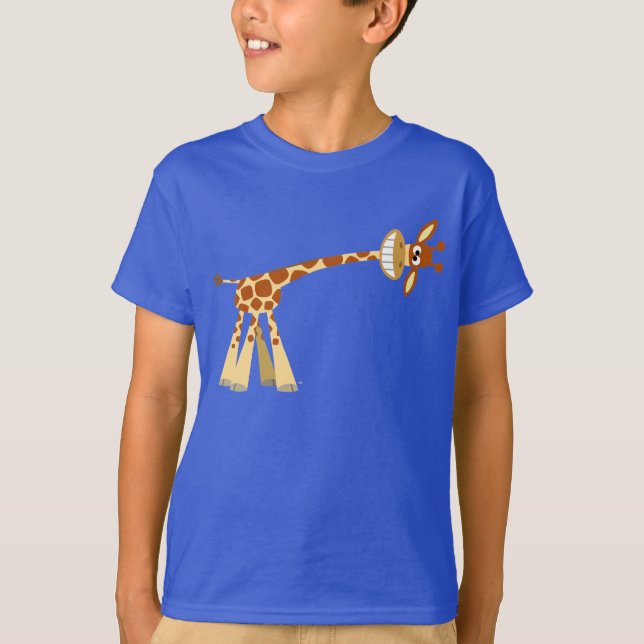 Hee Hee! Cute Tecknad Giraffe Kids T-shirts (Framsida)