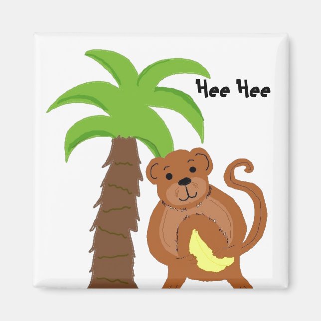 Hee Hee Funny Monkey Magnet (Framsidan)