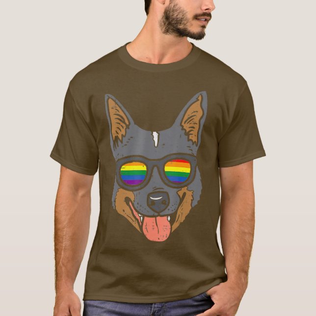 Heeler Cattle Hund LGBTQ Rainbow Flagga Gay pride T Shirt (Framsida)