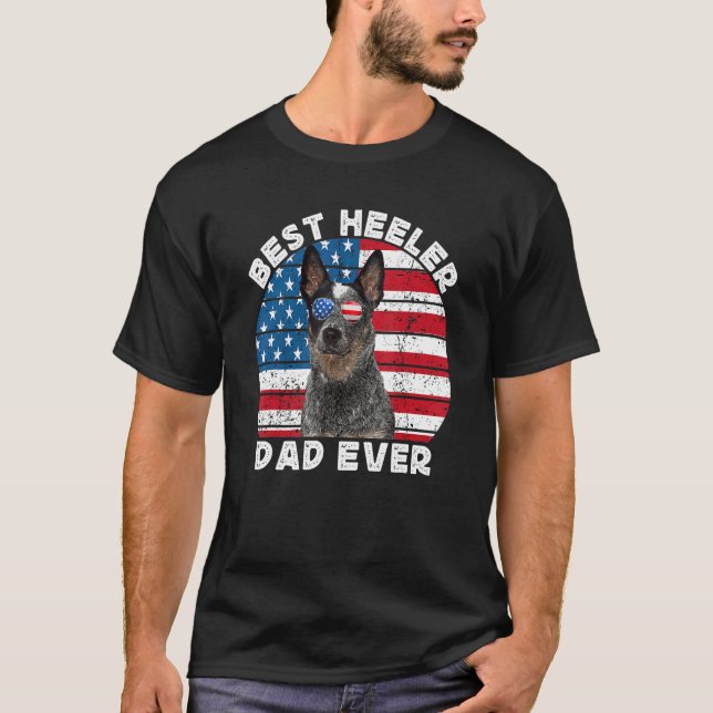 Heeler Dad For Men American Flag Blue Australian C T Shirt (Framsida)