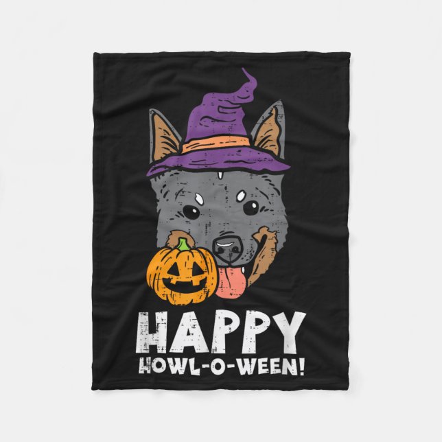 Heeler Häxa Glad Hyl O Ween Pumpa Halloween Fleecefilt (Framsidan)