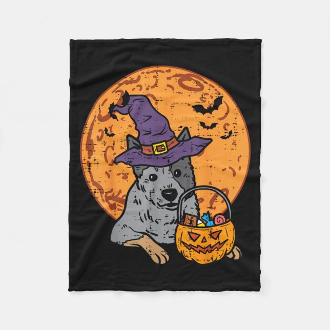 Heeler Häxhatt Måne Jack O Lantern Halloween Fleecefilt (Framsidan)