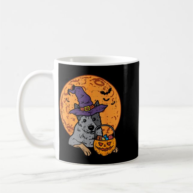 Heeler Häxhatt Måne Jack O Lantern Halloween Kaffemugg (Vänster)