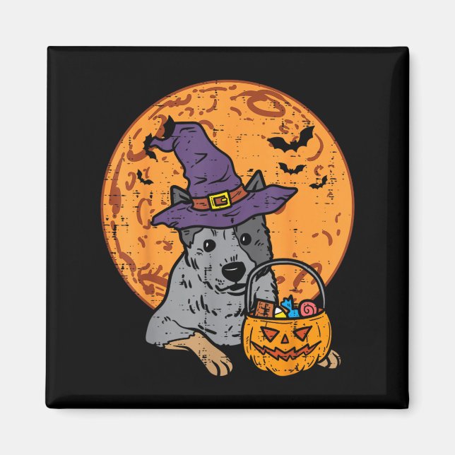 Heeler Häxhatt Måne Jack O Lantern Halloween Magnet (Framsidan)