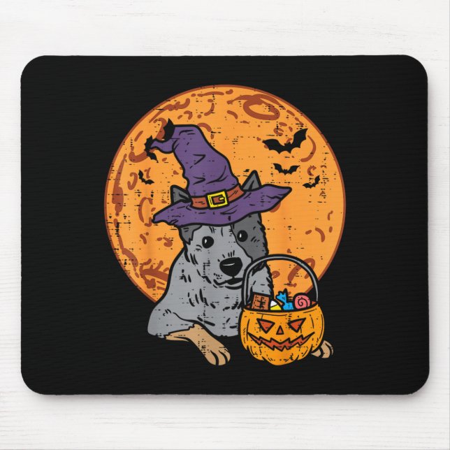 Heeler Häxhatt Måne Jack O Lantern Halloween Musmatta (Framsidan)