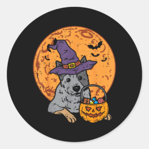 Heeler Häxhatt Måne Jack O Lantern Halloween Runt Klistermärke