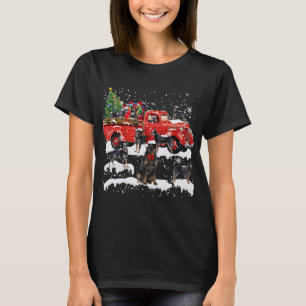 Heeler Hund Riding Red Lastbil God jul X-mas T Shirt