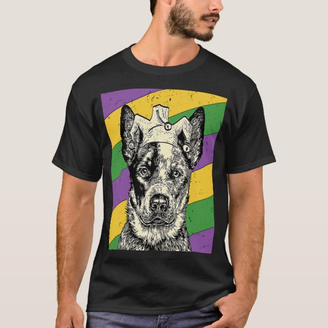 Heeler Jester Mardi Gras Mamma eller Pappa eller H T Shirt (Framsida)