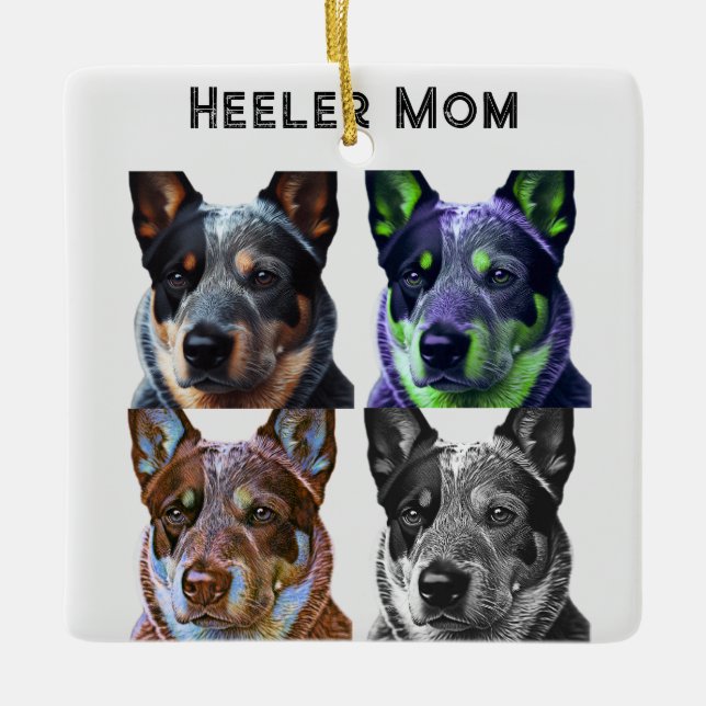 Heeler Mamma Blue Heeler Hund Mamma Julgransprydnad Keramik (Framsida)