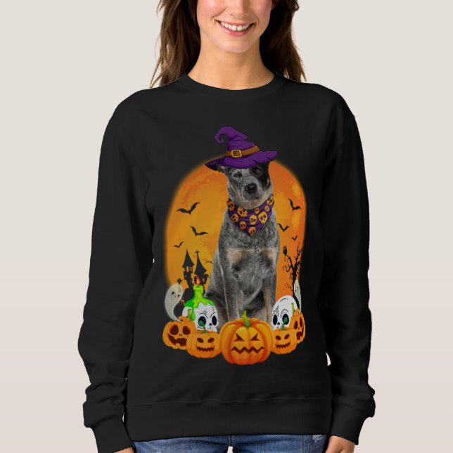 Heeler Witch Pumpkin Halloween Dog T Shirt (Framsida)
