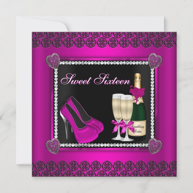 Heels och Cider Sweet sixteen Inbjudan (Framsida)