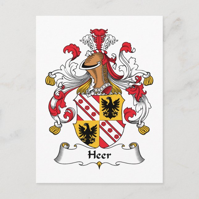 Heer Family Crest Vykort (Framsida)