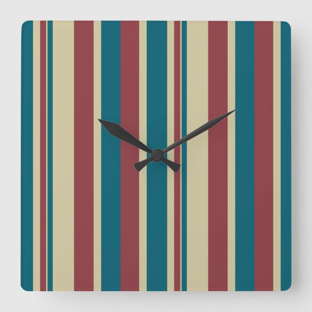 Heffalumps Red Blue Beige Deckcourt Rand Clock Fyrkantig Klocka (Framsida)