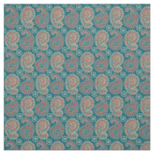 Heffalumps Red Blue Beige Paisley Mönster Fabric Tyg