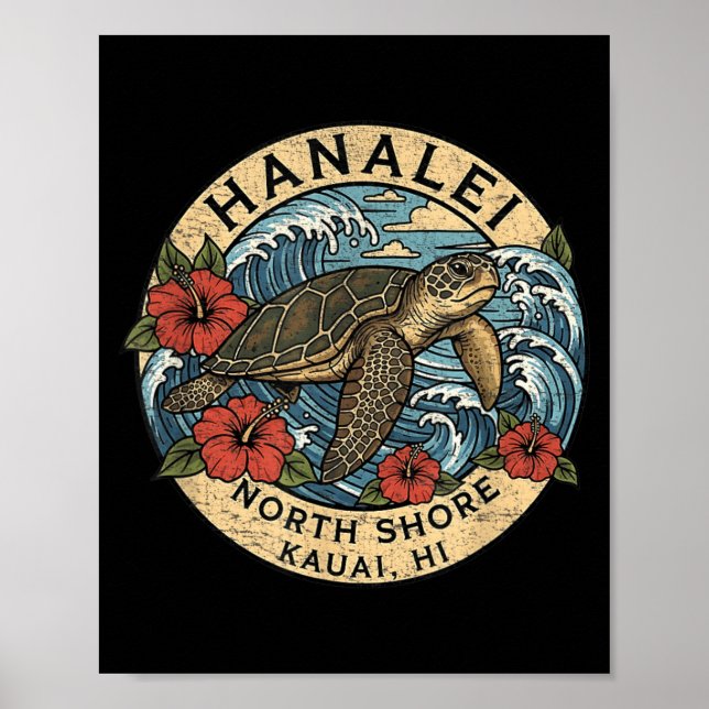 Hei Havssköldpadda Kauai Hawaii Semester Hawaiians Poster (Framsidan)