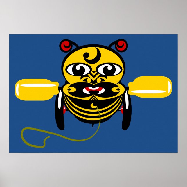 Hei Tiki Bee Leksak Maori Design Nya Zeeland Poster (Framsidan)