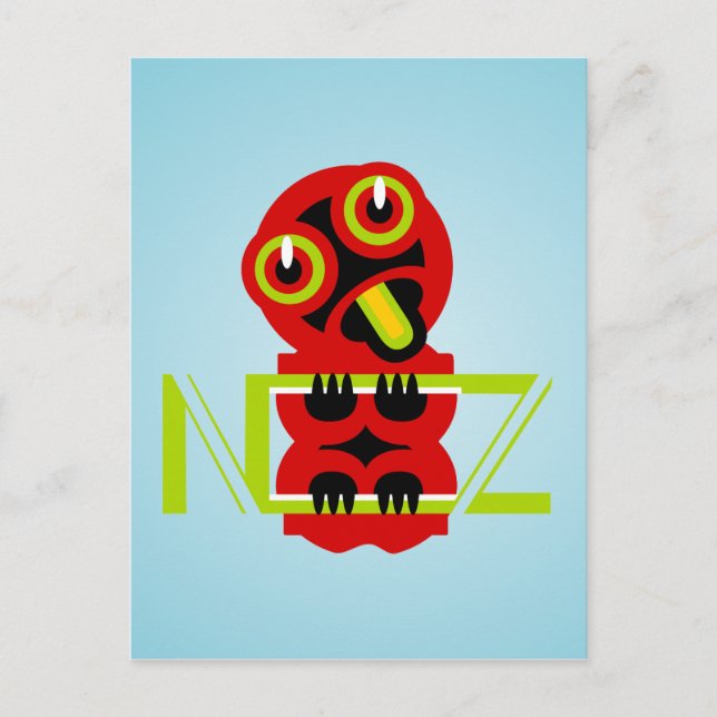 Hei Tiki Maori Design NZ Text Art Vykort (Framsida)