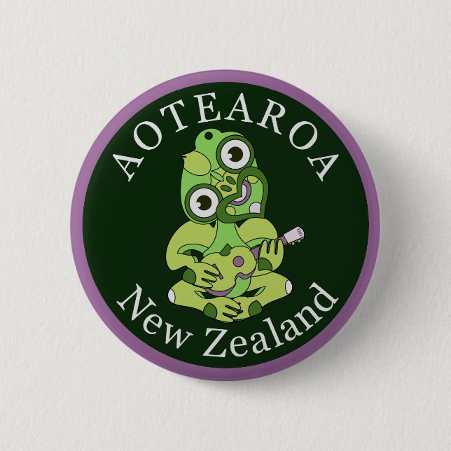 Hei Tiki New Zealand badge Knapp (Framsida)