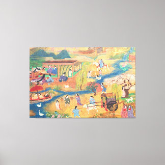 Heian Courtyard Scene: Tales from a Gilded Scroll  Canvastryck