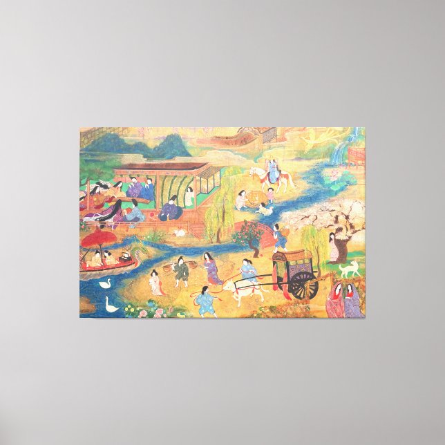 Heian Courtyard Scene: Tales from a Gilded Scroll  Canvastryck (Framsida)