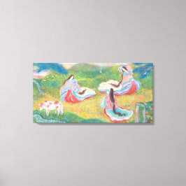 Heian Elysium: Ladies in a Spring Meadow Canvastryck