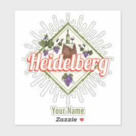 Heidelberg am Neckar Tyskland Retro Vin Vintage Klistermärken