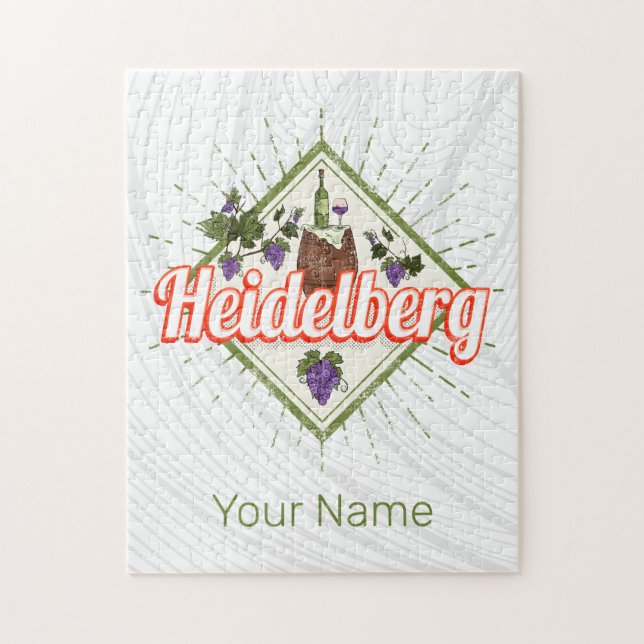 Heidelberg am Neckar Tyskland Retro Vin Vintage Pussel (Vertikal)