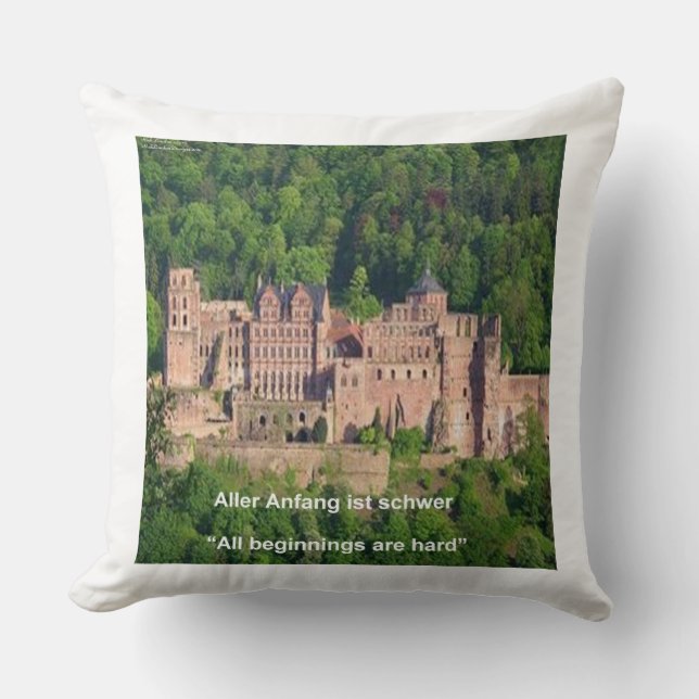 Heidelberg Castle & German Say Cotton Pillow Kudde (Framsida)