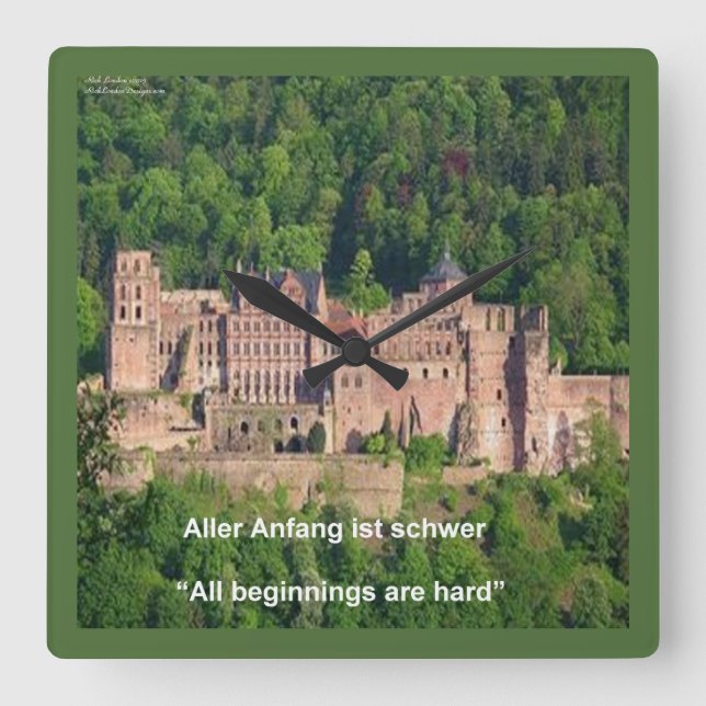 Heidelberg Castle & German Sayed Wall Clock Fyrkantig Klocka (Framsida)