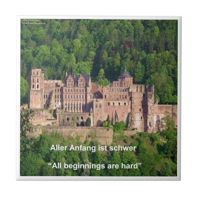 Heidelberg Castle på tyska och tyska Say Kakelplatta (Framsidan)