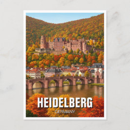 Heidelberg Castle Tyskland Autumn Travel Vykort