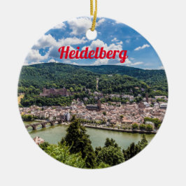 Heidelberg Neckar Panorama Tyskland Julgransprydnad Keramik