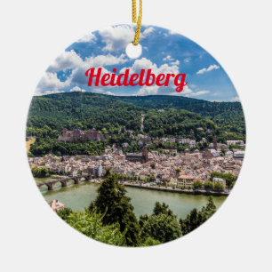 Heidelberg Neckar Panorama Tyskland Julgransprydnad Keramik