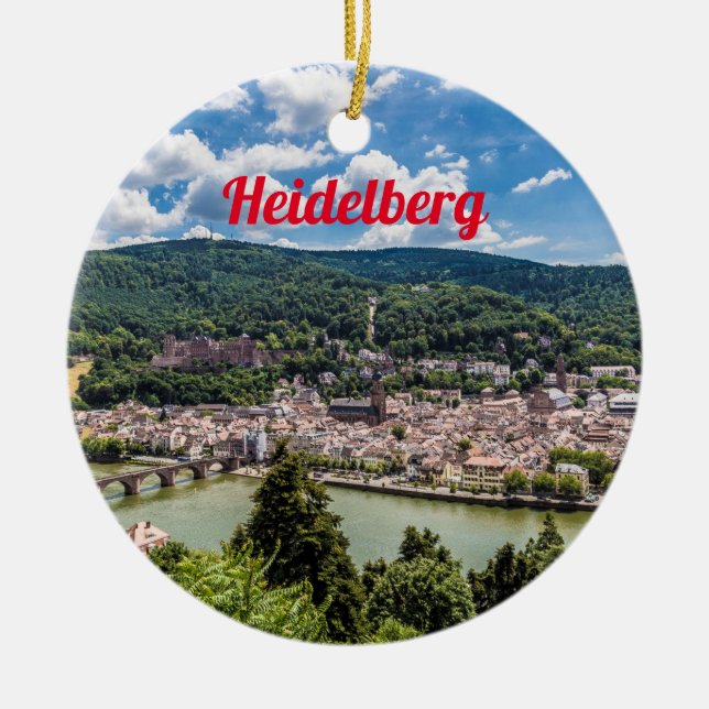 Heidelberg Neckar Panorama Tyskland Julgransprydnad Keramik (Framsidan)