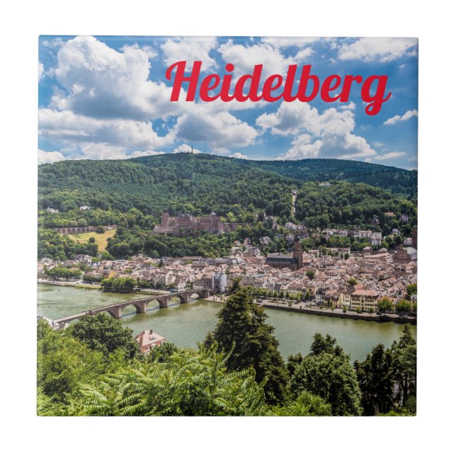 Heidelberg Neckar Panorama Tyskland Kakelplatta (Framsidan)