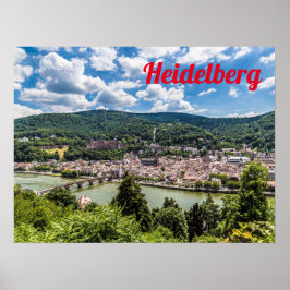 Heidelberg Neckar Panorama Tyskland Poster